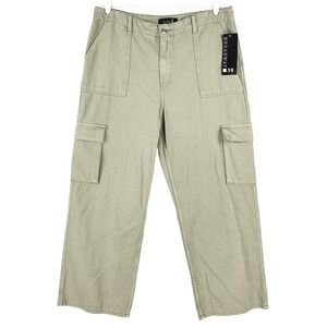 Broadway 38 Women's Wide Leg Green Cargo Pants Size 4 High Rise Cotton NWT